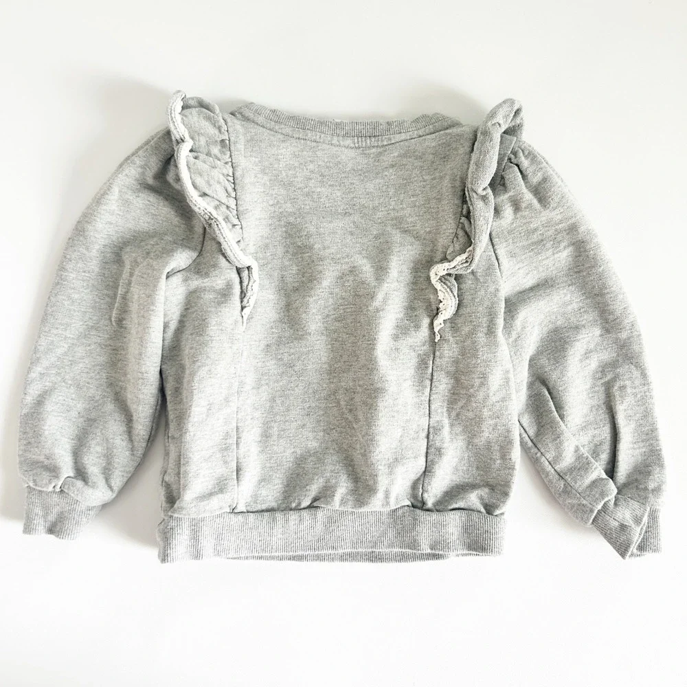 Janie and Jack Girls Floral Embroidered Ruffle Shabby Chic Sweatshirt Size‎ 4